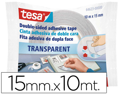 Cinta adhesiva tesa doble cara transparente 10m.x15mm.